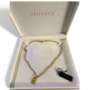 Unisex Versace Gold Necklace-EUC